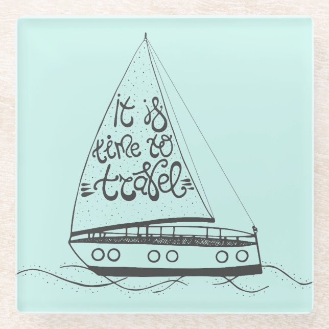 Dessous-de-verre En Verre Il est temps de voyager (Devant)