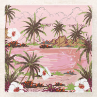 Île tropicale des mers roses et palmiers