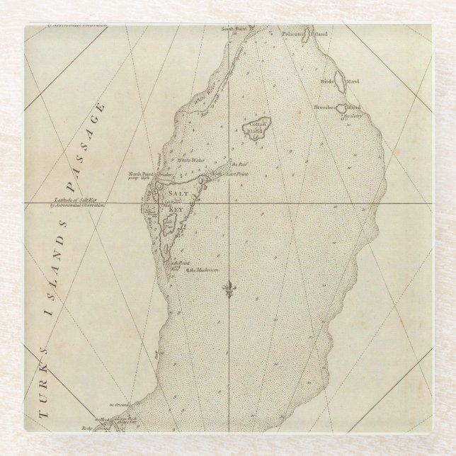 Dessous-de-verre En Verre Îles de Turcs (Devant)