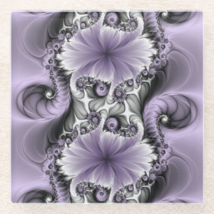 Dessous-de-verre En Verre Illusion de lilas Art floral abstrait fractal Fant