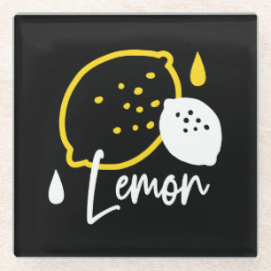 Dessous-de-verre En Verre Illustration Abstraite au citron - Art des agrumes