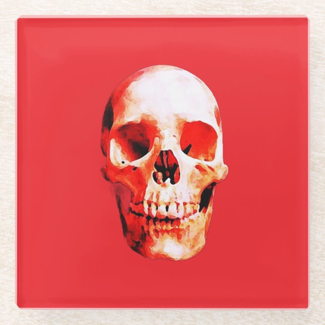 Dessous-de-verre En Verre Illustration d'art Pop Skull (Devant)