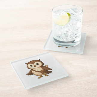 Dessous-de-verre En Verre Illustration de chouette mignonne – Okojo et ses a