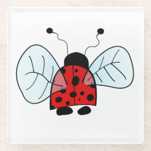Dessous-de-verre En Verre Illustration de coccinelle mignonne