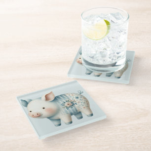 Dessous-de-verre En Verre Illustration de Cottagecore avec un Cochon en Patc