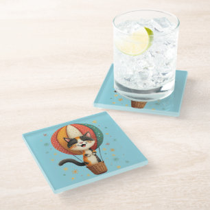 Dessous-de-verre En Verre Illustration de l'aventure de Calico Cat
