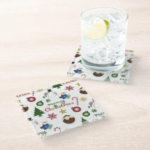 Dessous-de-verre En Verre Illustration de Noël Mix Lg Motif