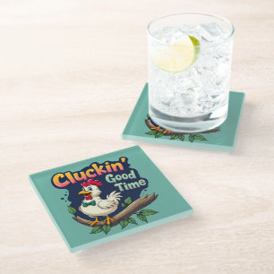 Dessous-de-verre En Verre Illustration de poulet amusant pour le bon temps d