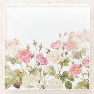 Dessous-de-verre En Verre Illustration de prairie rose Sepia Vintage Rose