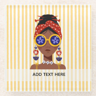 Dessous-de-verre En Verre Illustration de tête de femme colorée sur verre ja