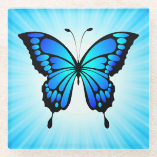 Dessous-de-verre En Verre Illustration d'insecte bleu papillon-20284