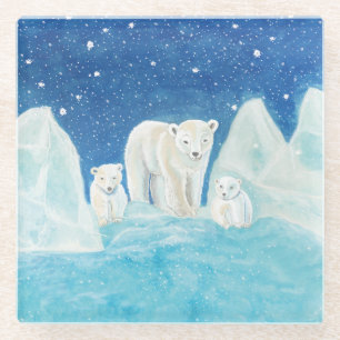 Dessous-de-verre En Verre Illustration d'ours polaires  