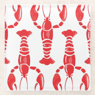 Dessous-de-verre En Verre Illustration du homard : Aquarelle incolore
