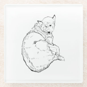 Dessous-de-verre En Verre Illustration minimaliste de Husky sibérien 
