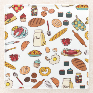 Dessous-de-verre En Verre Illustrations alimentaires vintages : motif sans s