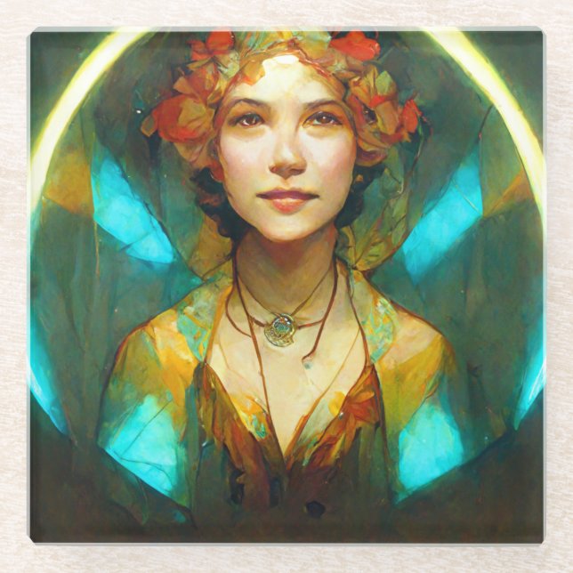 Dessous-de-verre En Verre Imaginaire Art Nouveau Lumière (Devant)