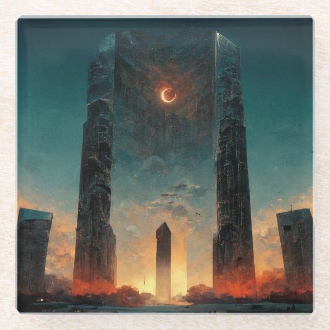 Dessous-de-verre En Verre Imaginaire Black Gate Sci-Fi Art (Devant)