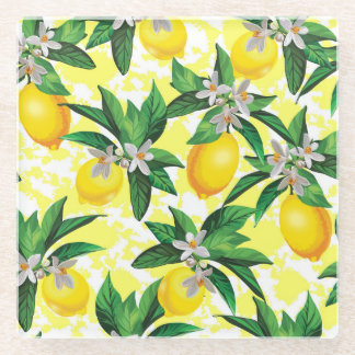 Dessous-de-verre En Verre Imaginaire citron : Motif Floral Créatif