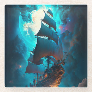 Dessous-de-verre En Verre Imaginaire de navire volant