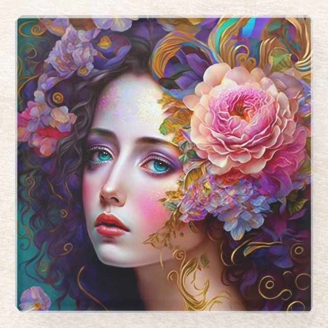 Dessous-de-verre En Verre Imaginaire Glam femme Pop Art Dessous de verre en  (Devant)