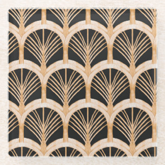 Dessous-de-verre En Verre Imitation or : aquarelle art déco.