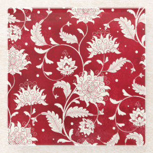 Dessous-de-verre En Verre Imitation porcelaine chinoise : peinture florale