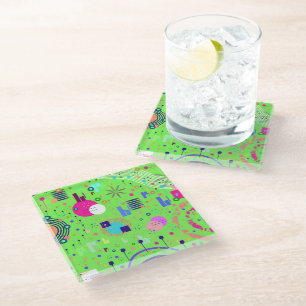 Dessous-de-verre En Verre Impression abstraite vert citron