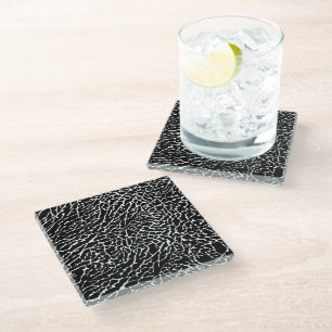 Dessous-de-verre En Verre Impression d'éléphant noir et blanc