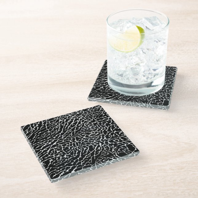 Dessous-de-verre En Verre Impression d'éléphant noir et blanc (Incliné)