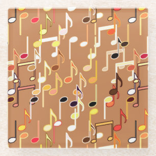 Dessous-de-verre En Verre Impression musicale - Caramel Tan, Multi
