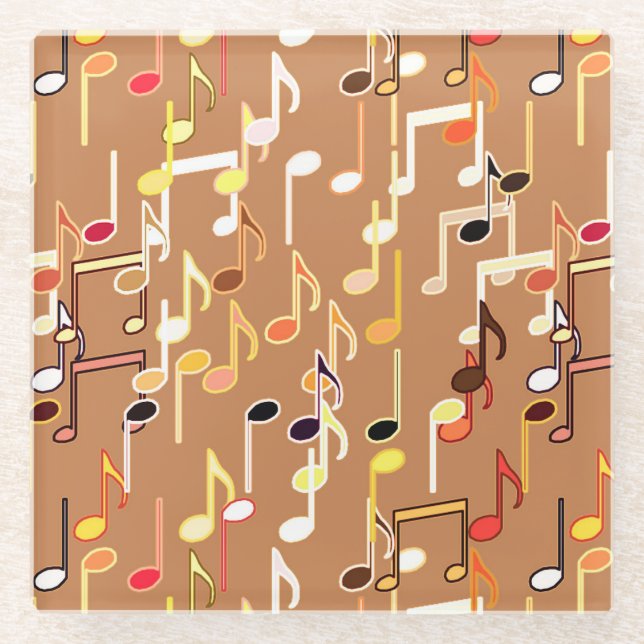 Dessous-de-verre En Verre Impression musicale - Caramel Tan, Multi (Devant)
