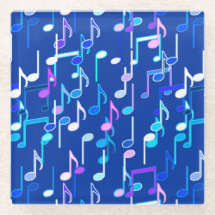 Dessous-de-verre En Verre Impression musicale - indigo blue, multi