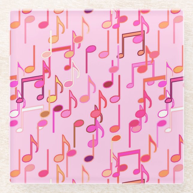 Dessous-de-verre En Verre Impression musicale - rose, multi (Devant)