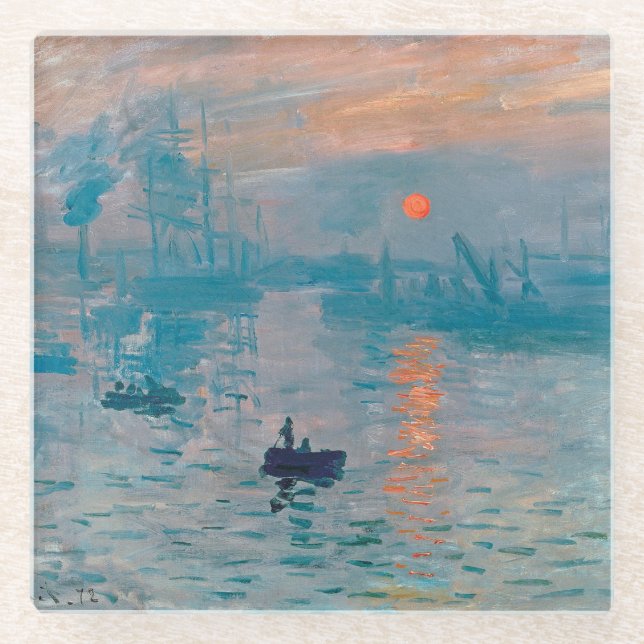 Dessous-de-verre En Verre Impression Soleil Levant Claude Monet  (Devant)