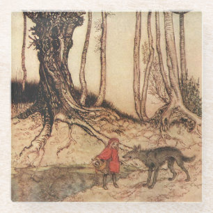 Dessous-de-verre En Verre Impression vintage d'Arthur Rackham du Petit Chape