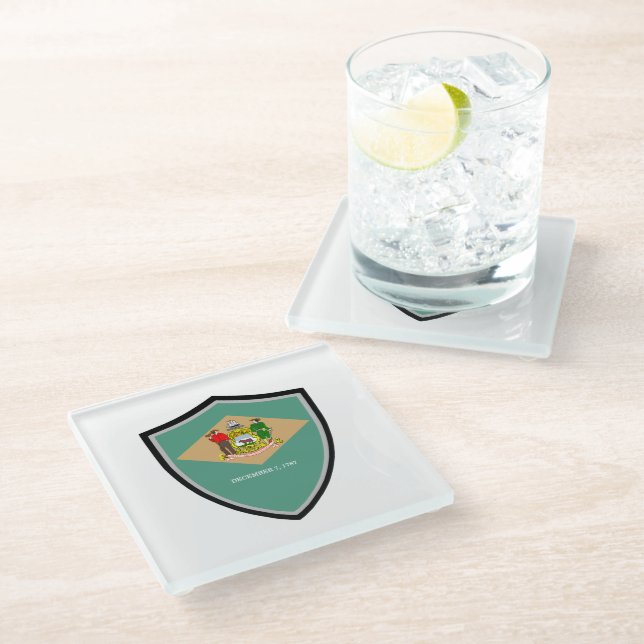 Dessous-de-verre En Verre Indicateur du Delaware (Incliné)