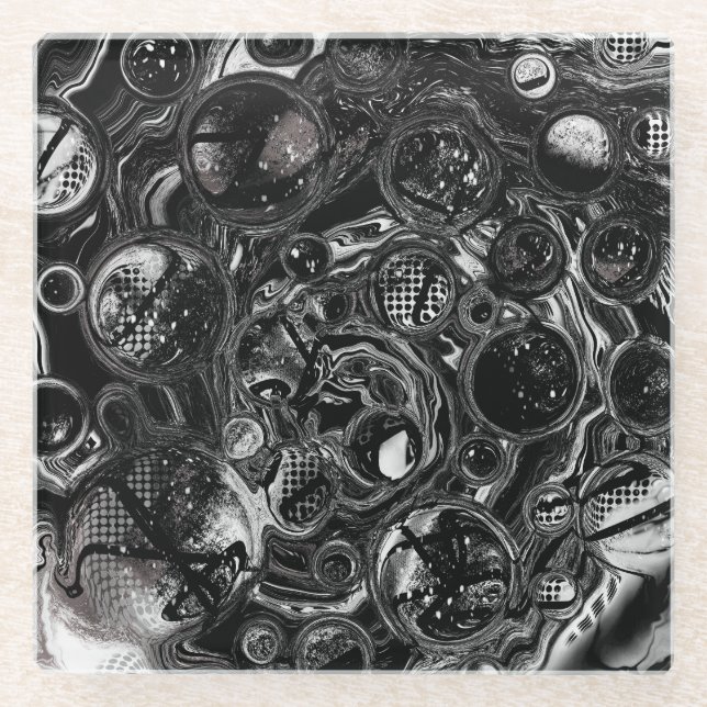 Dessous-de-verre En Verre Infinité noire et blanche (Devant)