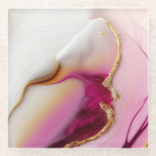 Dessous-de-verre En Verre Infusion d'or rose Fuchsia