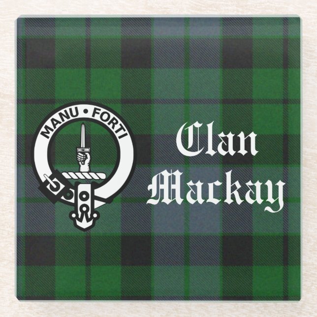 Dessous-de-verre En Verre Insigne de Clan Mackay et Tartan Personnalisable (Devant)