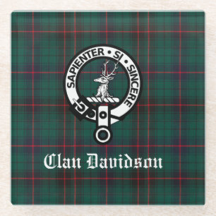 Dessous-de-verre En Verre Insigne de crête et tartan du clan Davidson