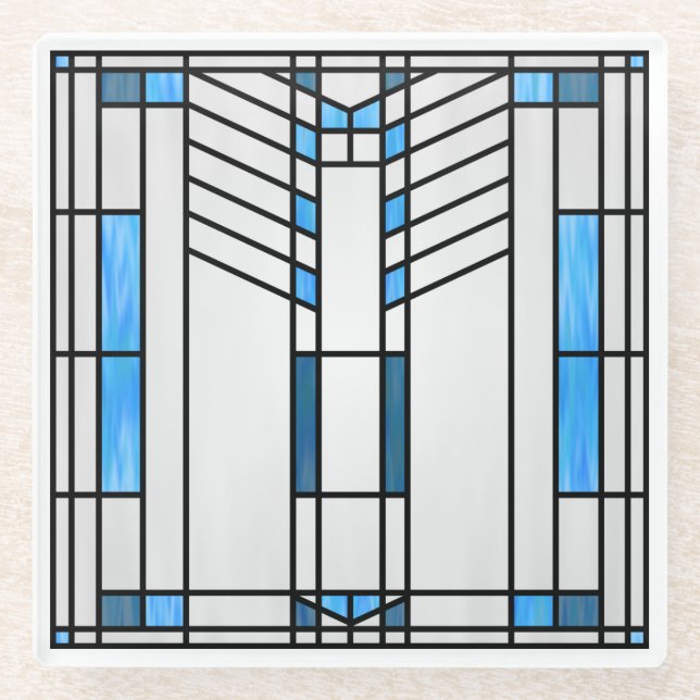 Dessous-de-verre En Verre Interprétation du style scolaire des Prairies no 1 (Devant)