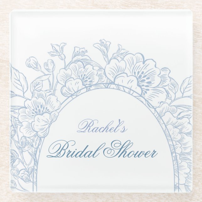 Dessous-de-verre En Verre Invitation de mariage Something Blue Wildflower Br (Devant)