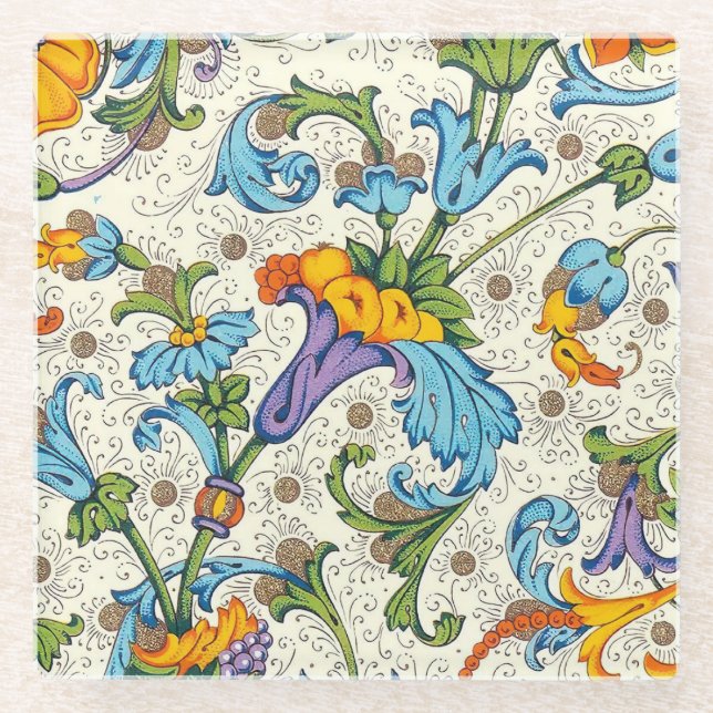 Dessous-de-verre En Verre Italien Florentine Plats Motif (Devant)