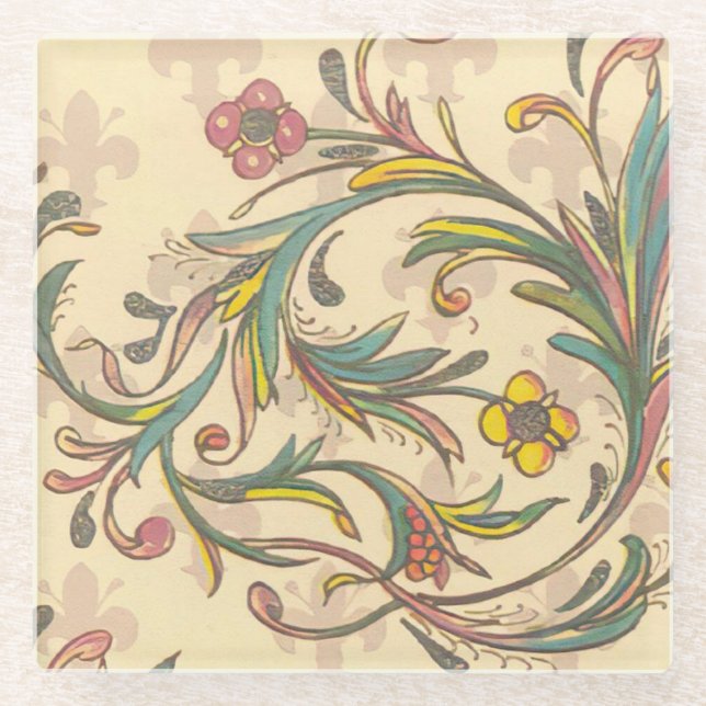 Dessous-de-verre En Verre Italien Florentine Plats Motif (Devant)