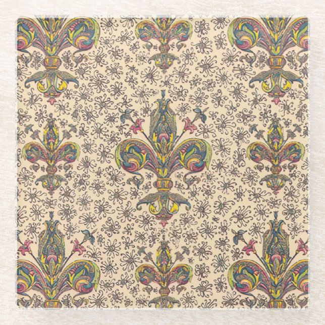 Dessous-de-verre En Verre Italien Florentine Plats Motif (Devant)