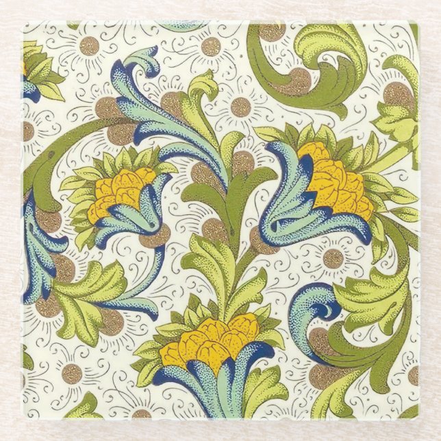 Dessous-de-verre En Verre Italien Florentine Plats Motif (Devant)