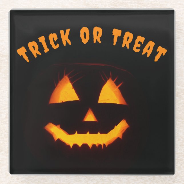 Dessous-de-verre En Verre Jack-o'-lantern éclairé (Devant)