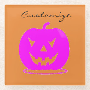 Dessous-de-verre En Verre Jack rose olantern Halloween Thunder_Cove