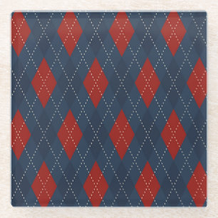 Dessous-de-verre En Verre Jacquard Royal Bleu Motif de Noël