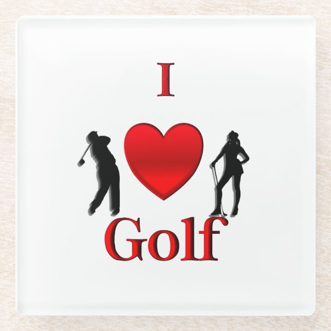 Dessous-de-verre En Verre J'adore le golf (Devant)